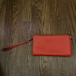 Coach red leather wristlet